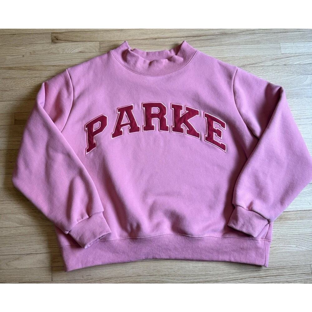 PARKE Varsity Pink Mock Neck Sweatshirt Valentines Day Lover RARE L/XL - Picture 7 of 16